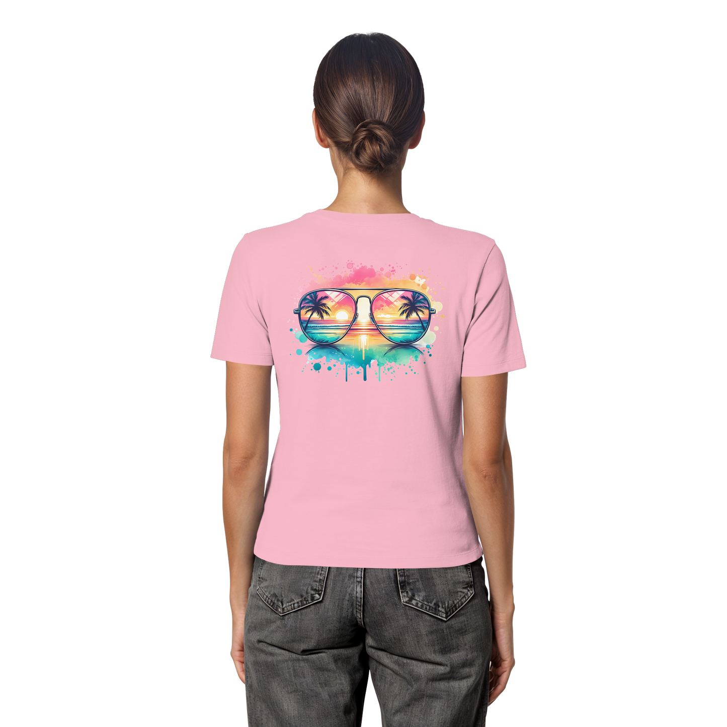 Tropical Sunset Glasses - Fitted Ladies Organic Shirt