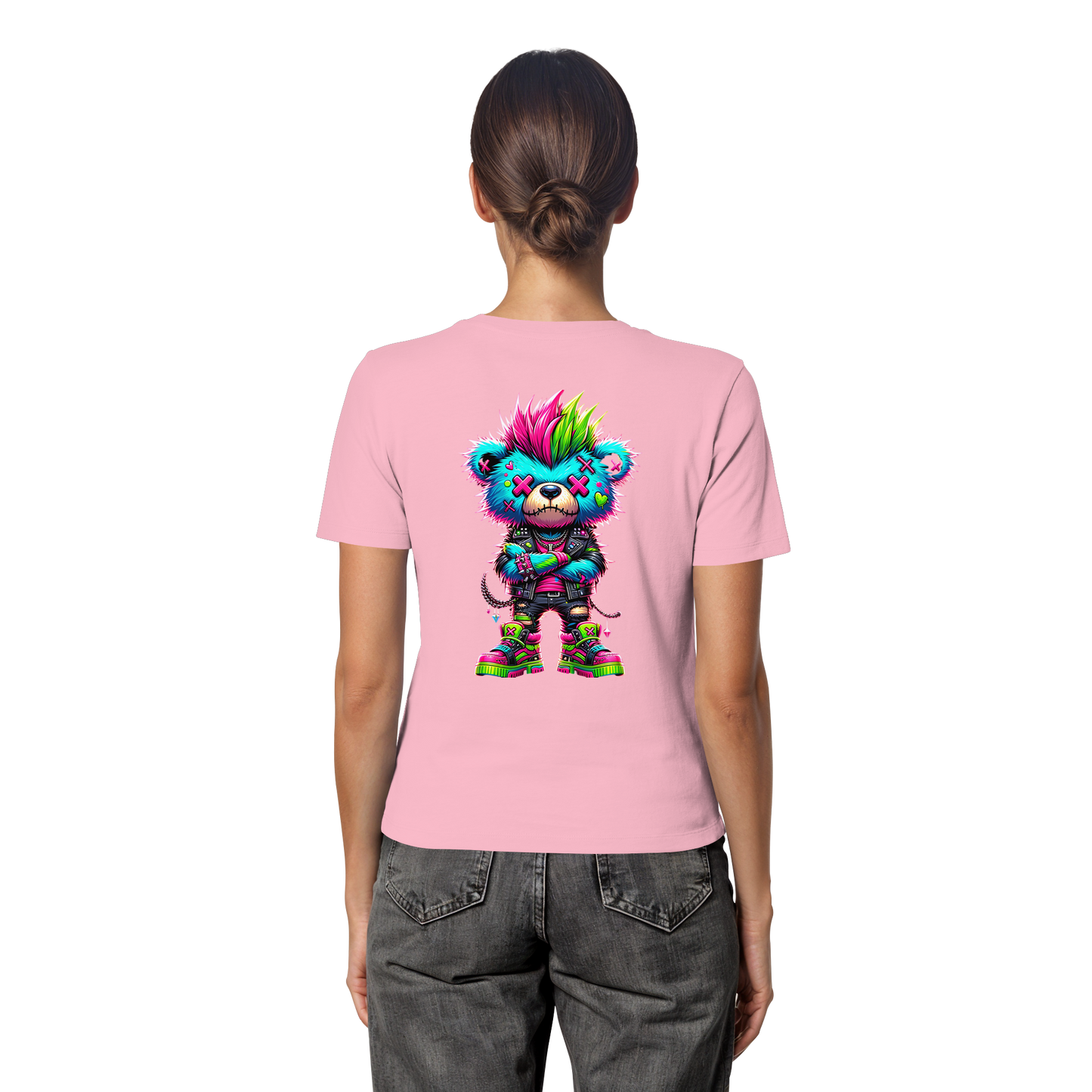 Punk Neon Teddy - Fitted Ladies Organic Shirt