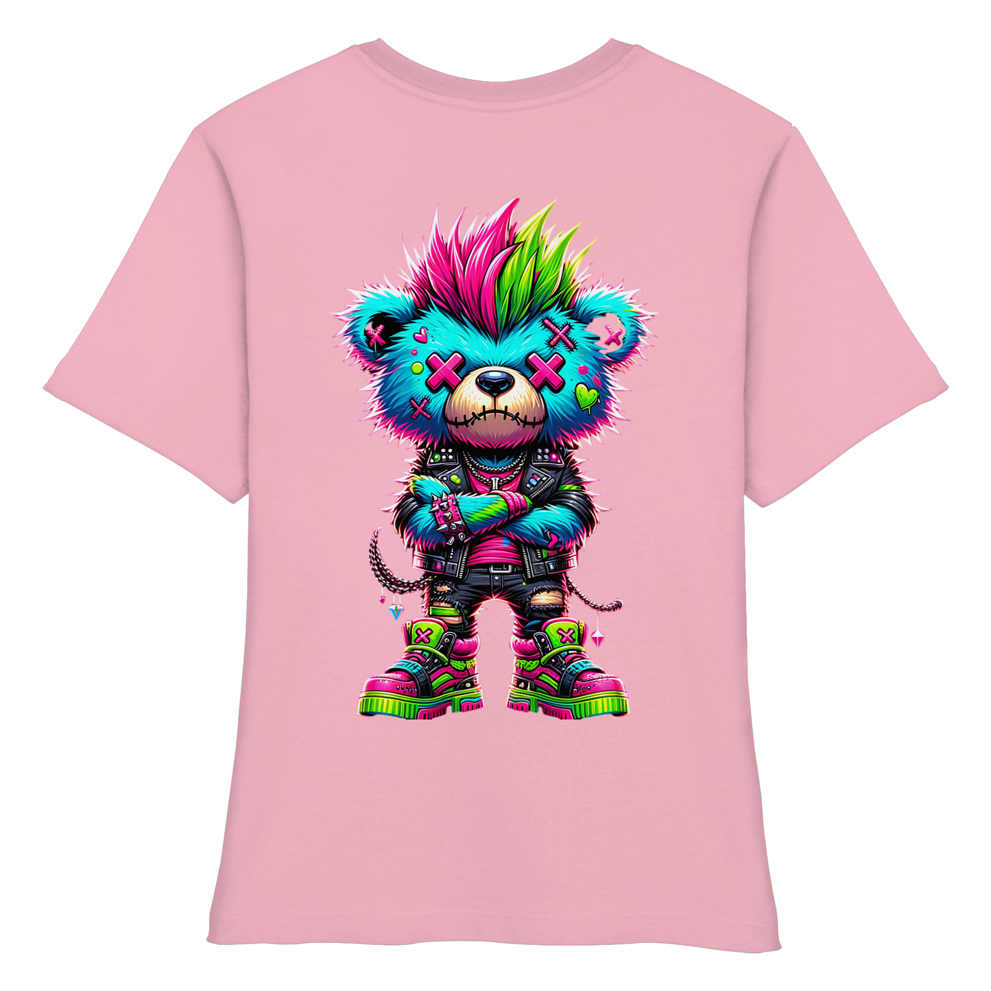 Punk Neon Teddy - Fitted Ladies Organic Shirt