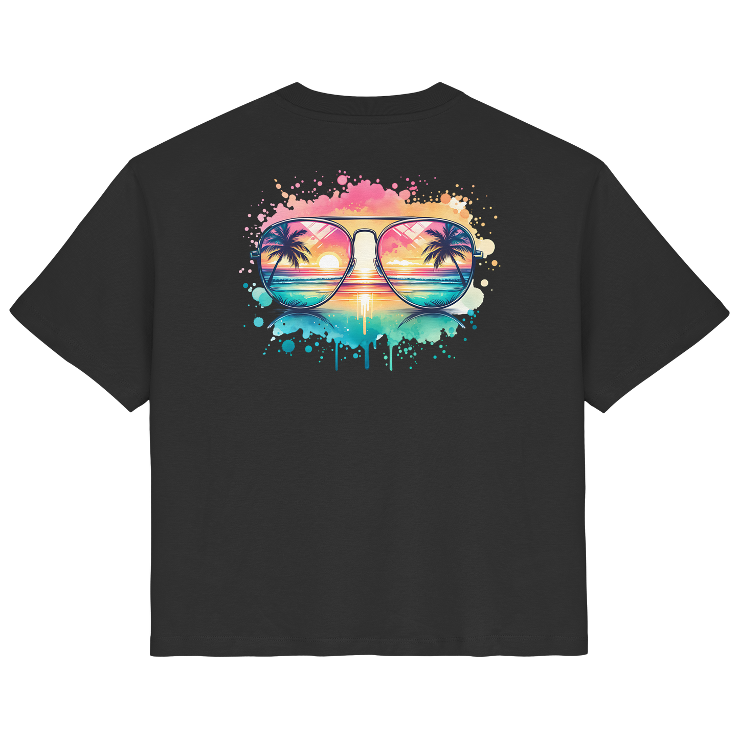 Tropical Sunset Glasses - Ladies Organic Shirt