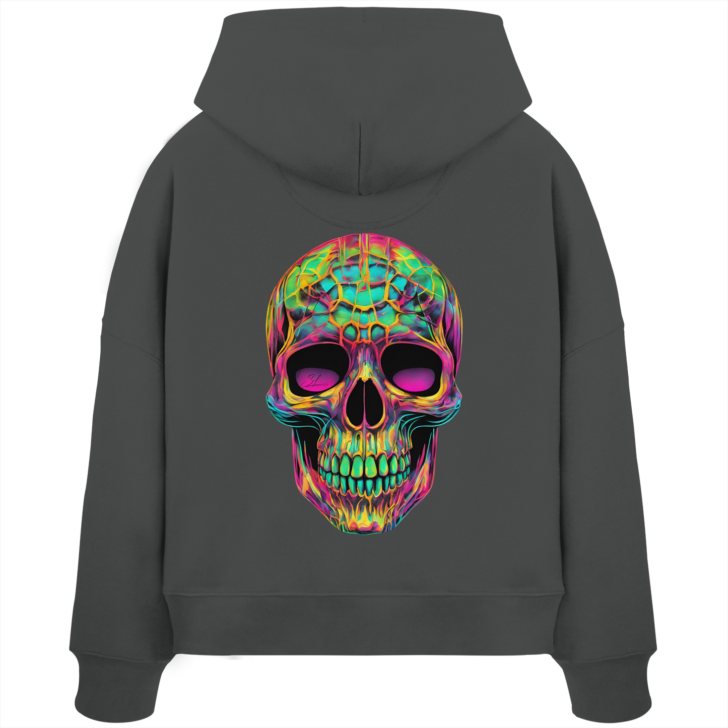 Psychedelic Skull - Womens Organic Boxcut Hoodie