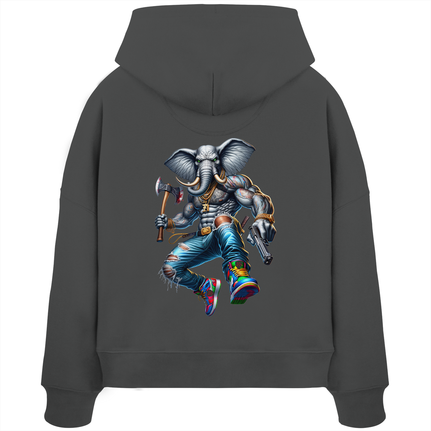 Elephant Warrior - Womens Organic Boxcut Hoodie