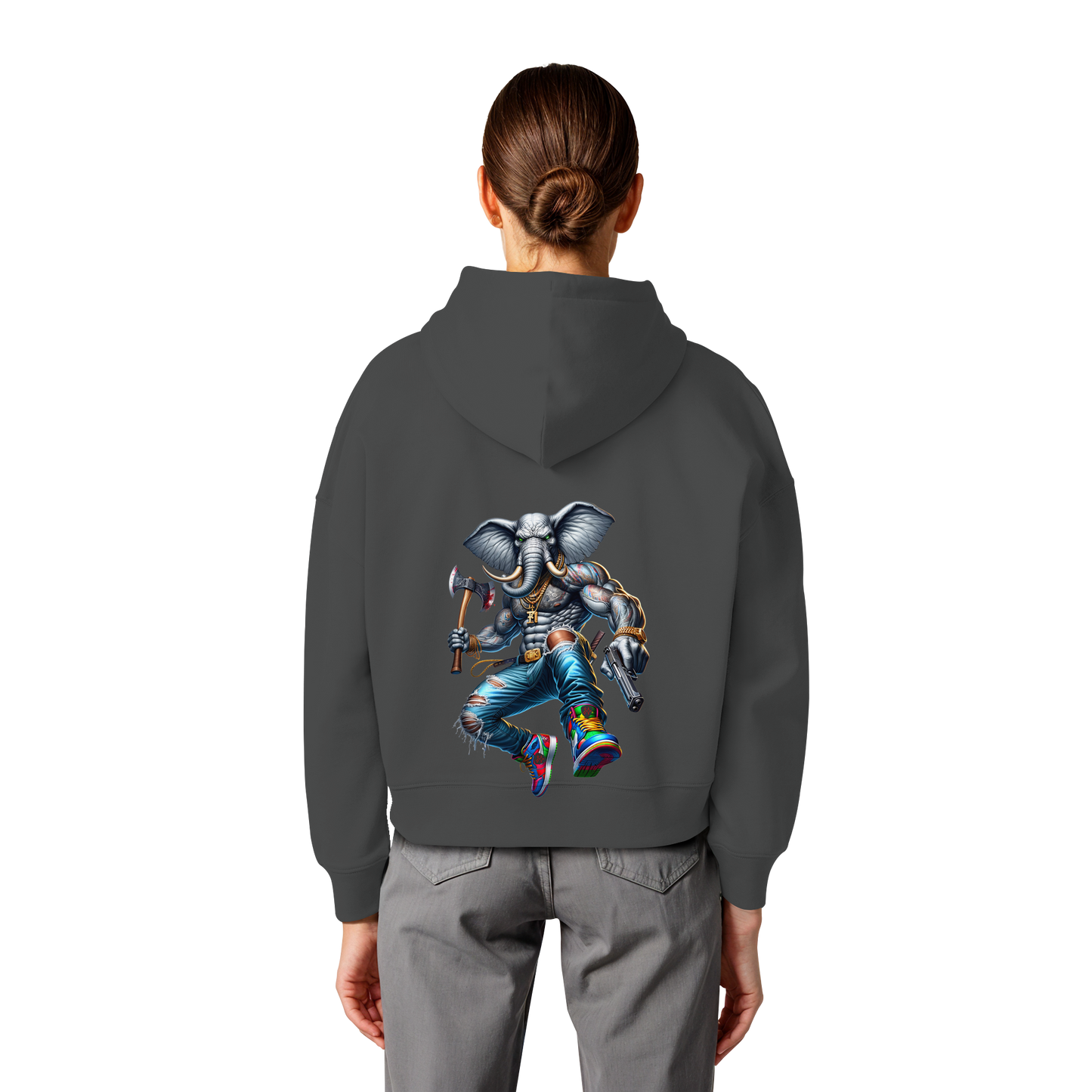 Elephant Warrior - Womens Organic Boxcut Hoodie
