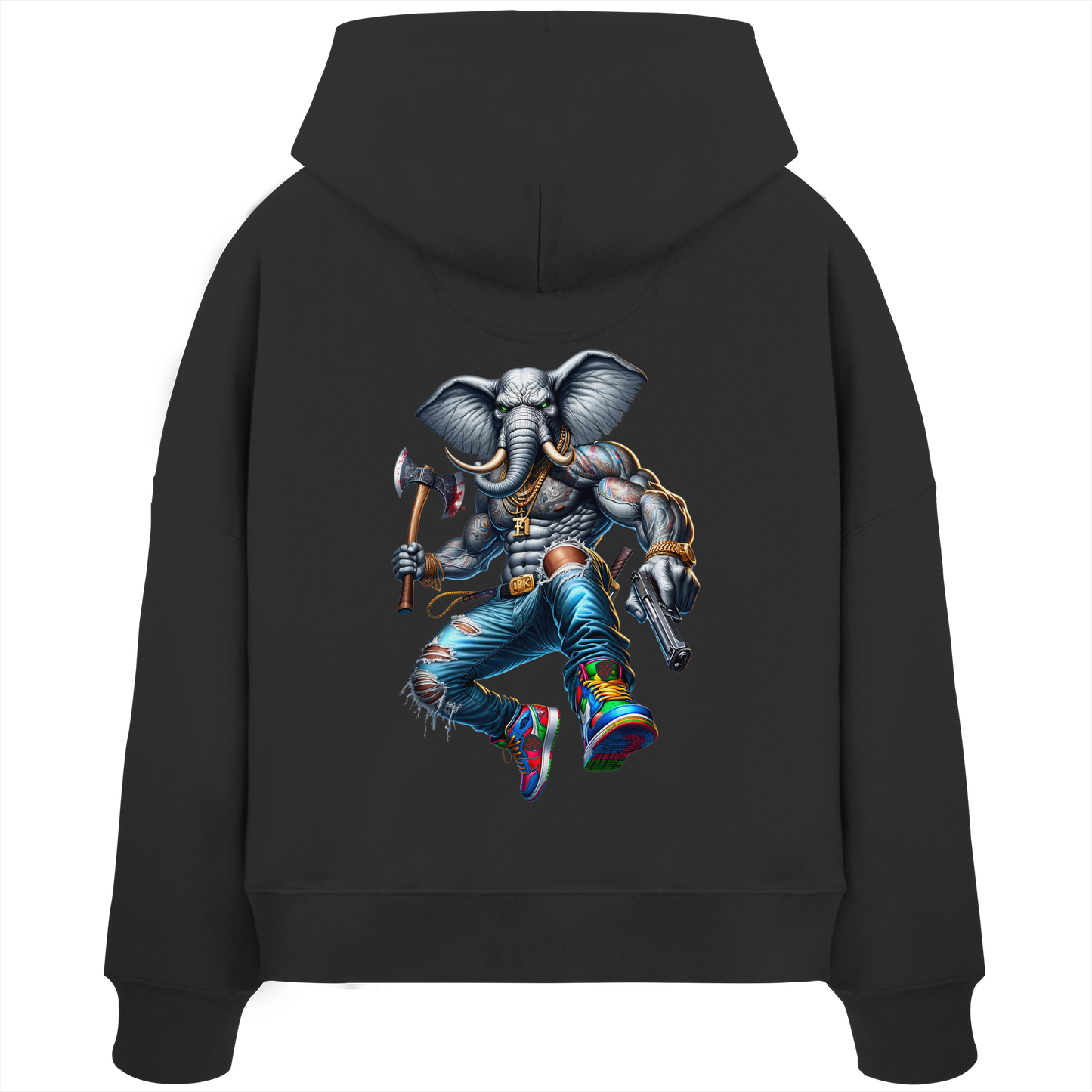 Elephant Warrior - Womens Organic Boxcut Hoodie