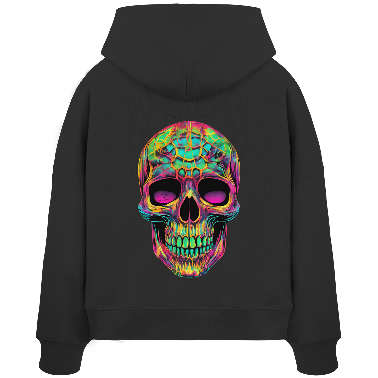 Psychedelic Skull - Womens Organic Boxcut Hoodie