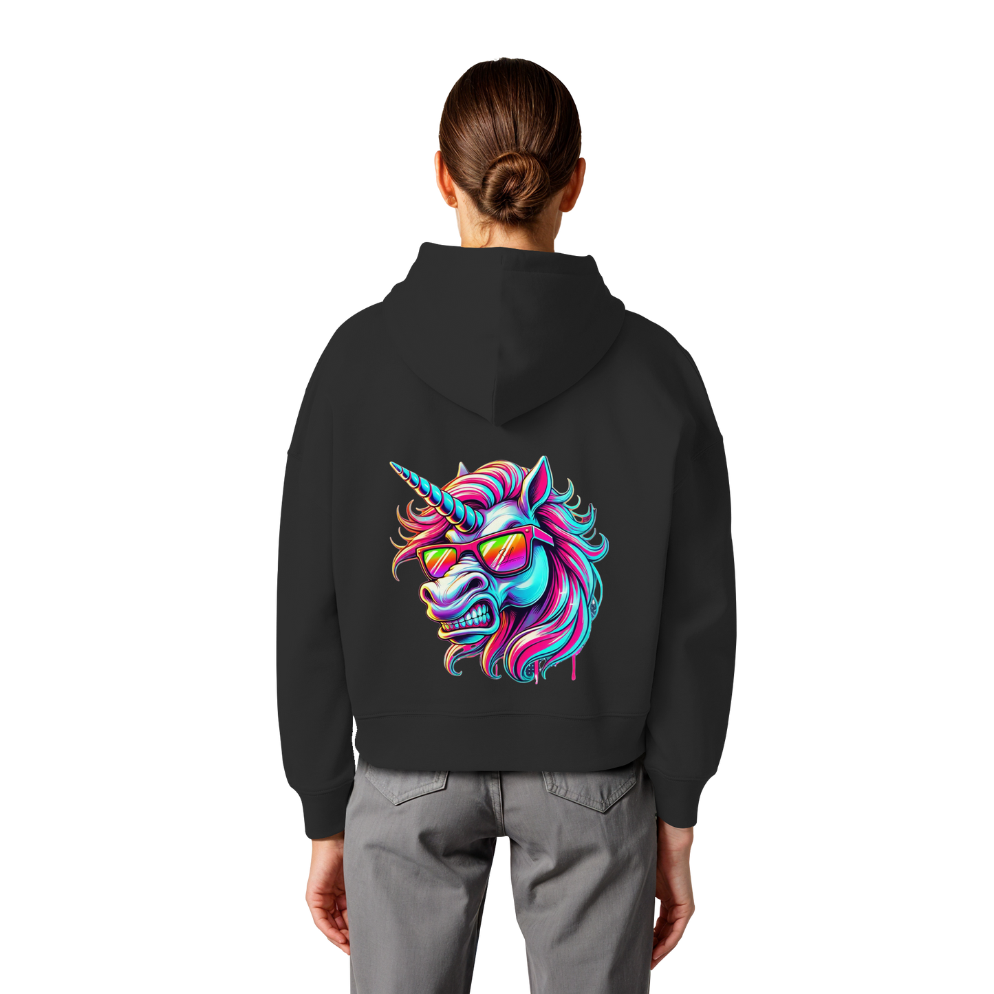 Funky Unicorn - Womens Organic Boxcut Hoodie