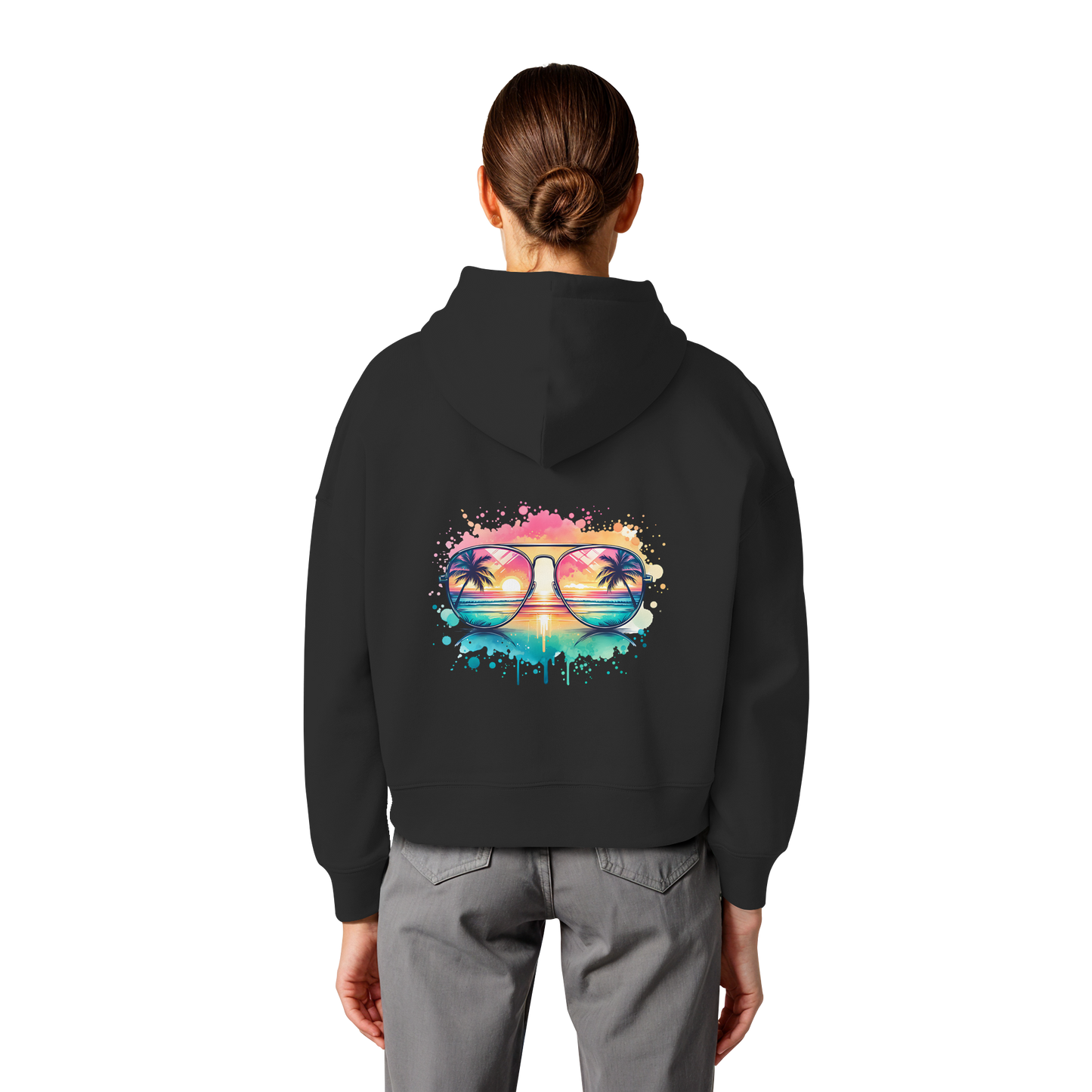 Tropical Sunset Glasses - Womens Organic Boxcut Hoodie