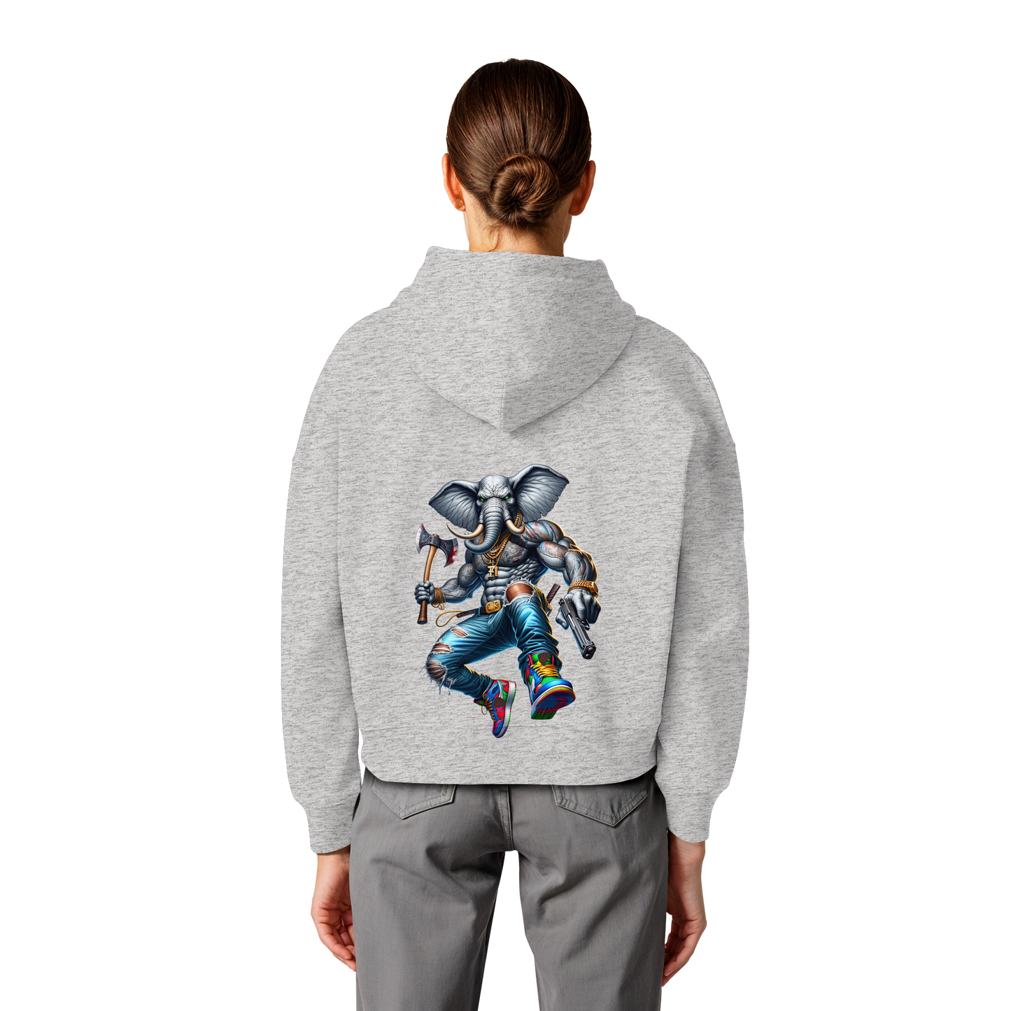 Elephant Warrior - Womens Organic Boxcut Hoodie