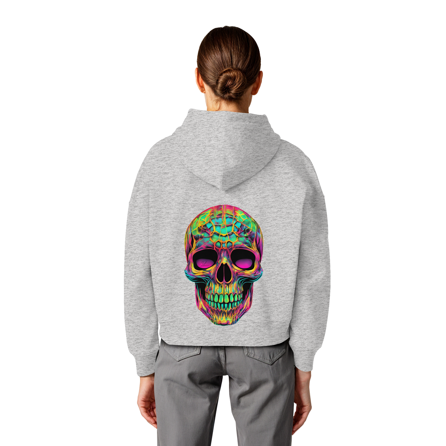 Psychedelic Skull - Womens Organic Boxcut Hoodie