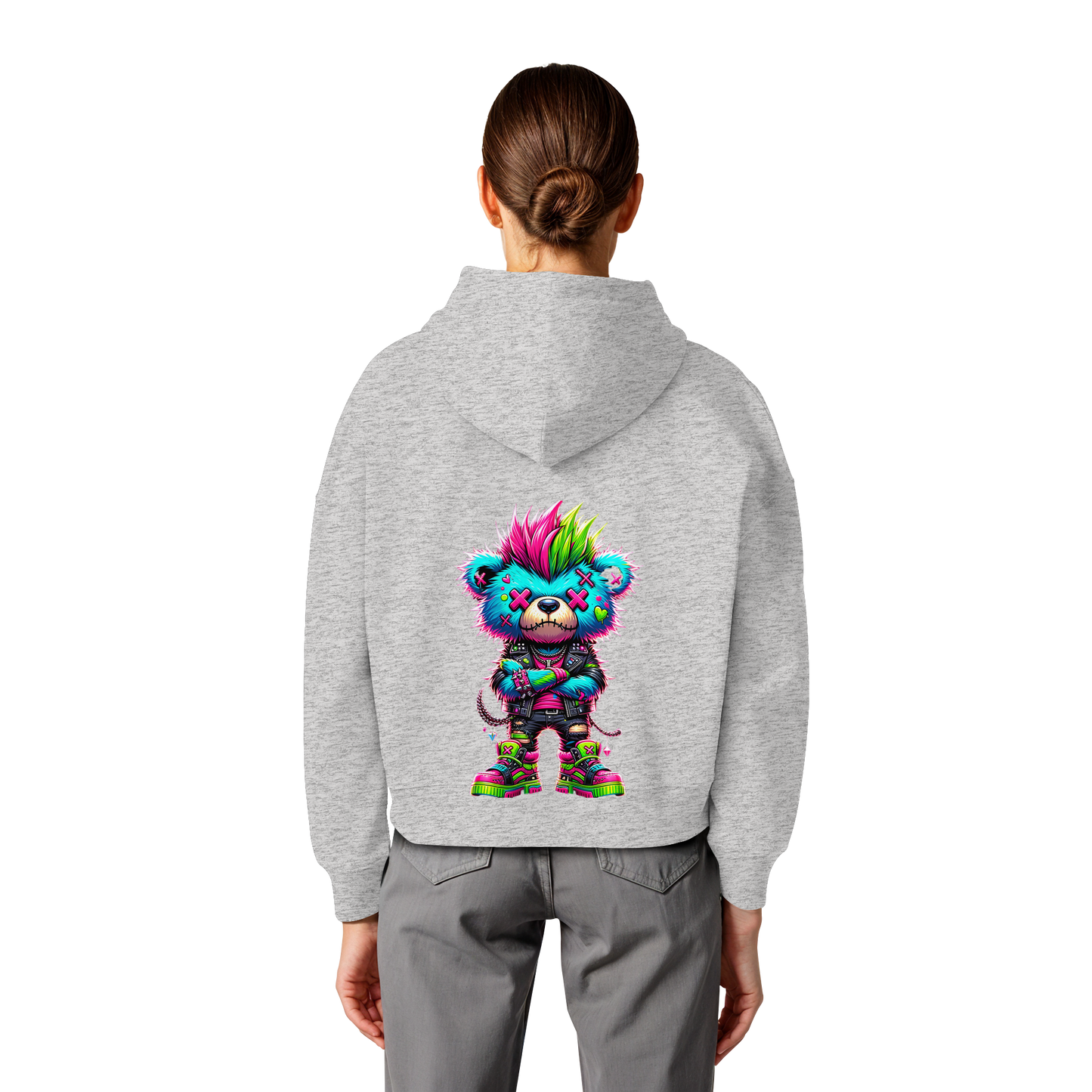 Punk Neon Teddy - Womens Organic Boxcut Hoodie
