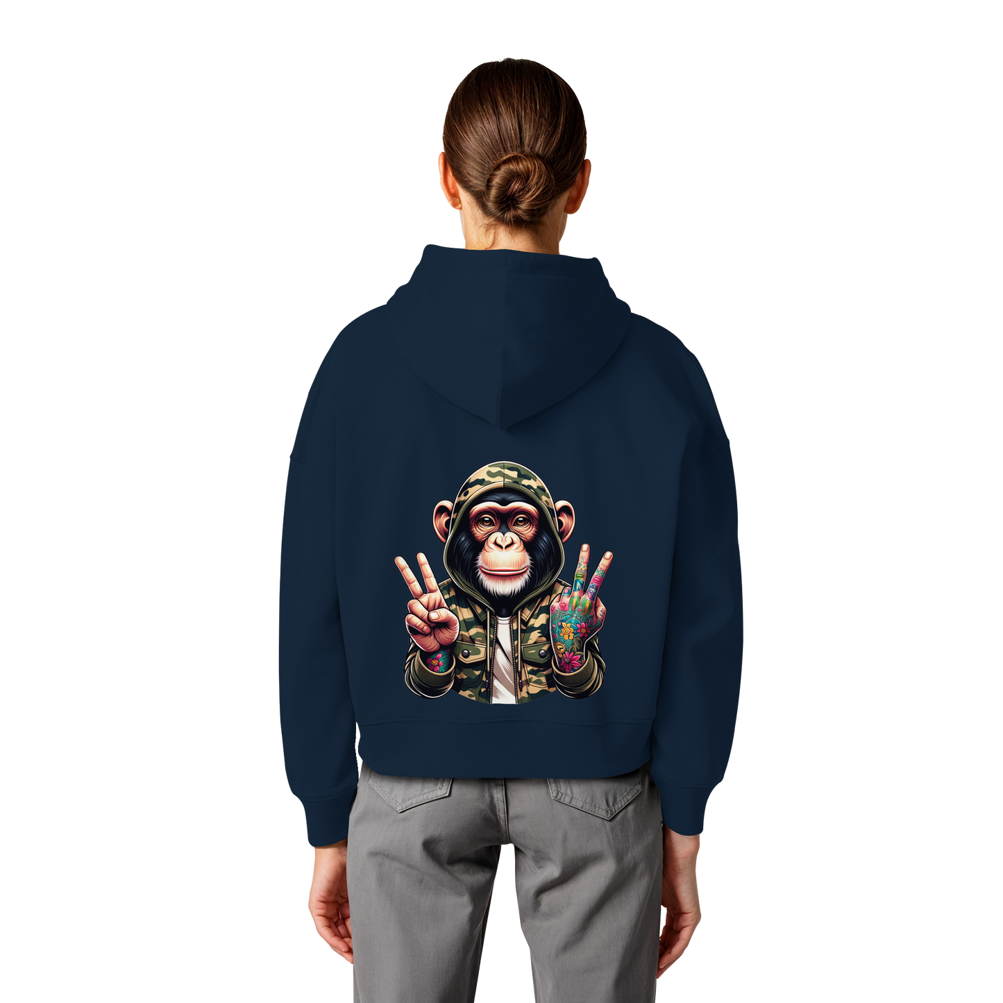 Jungle Ink Monkey - Womens Organic Boxcut Hoodie