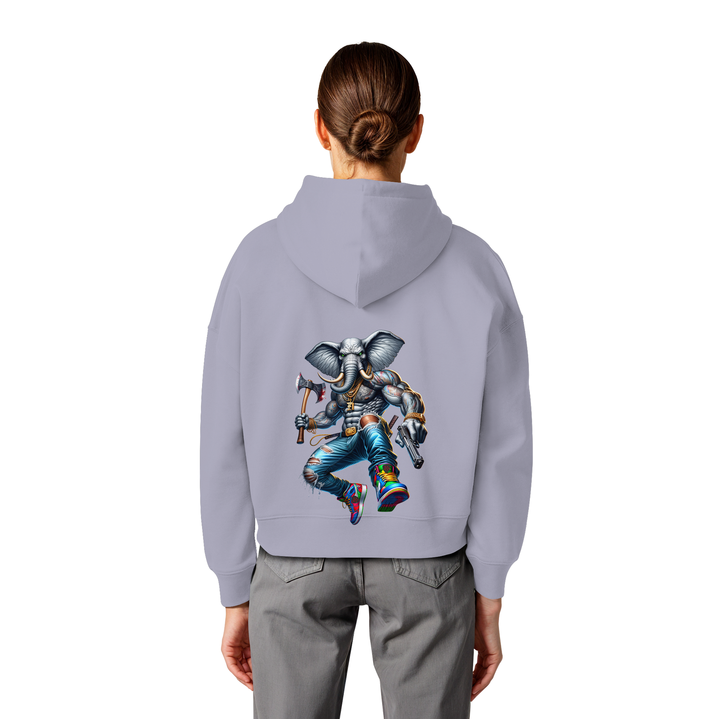 Elephant Warrior - Womens Organic Boxcut Hoodie