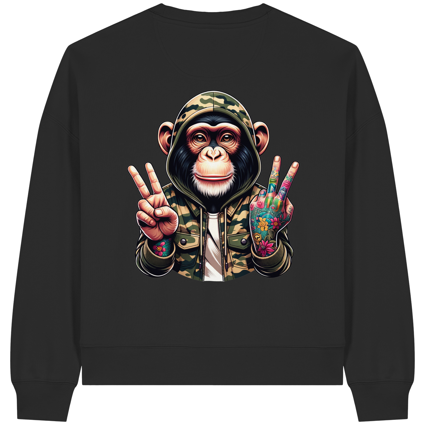 Jungle Ink Monkey - Womens Organic Boxcut Sweatshirt