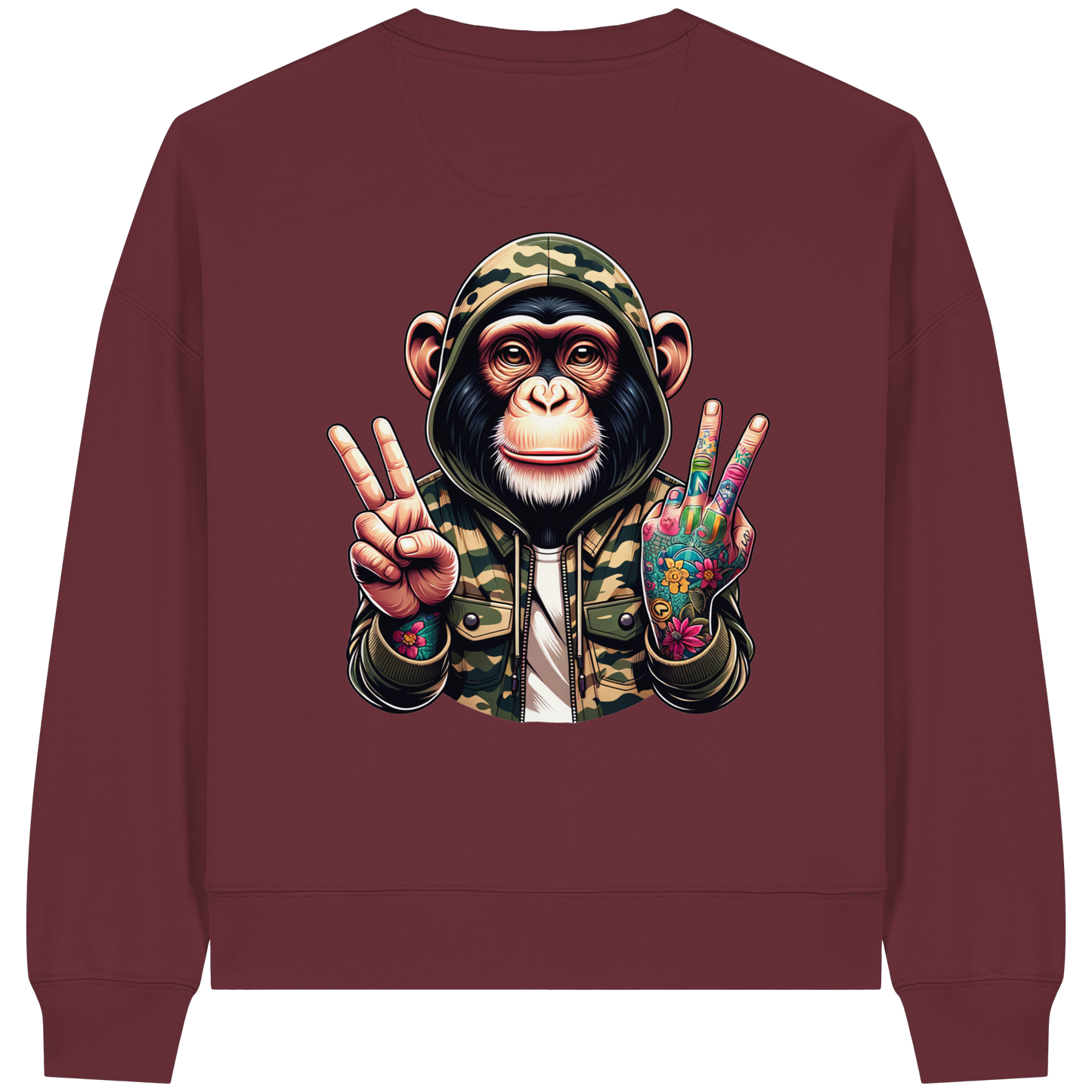 Jungle Ink Monkey - Womens Organic Boxcut Sweatshirt