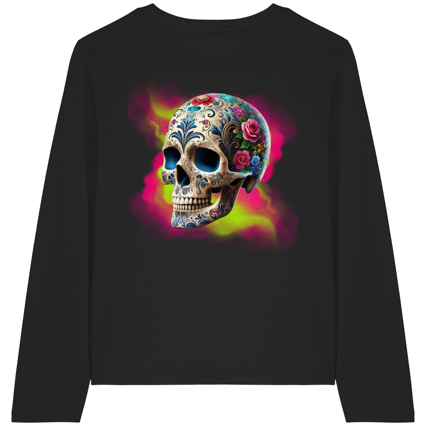 Floral Skull - Womens Organic Longsleeve