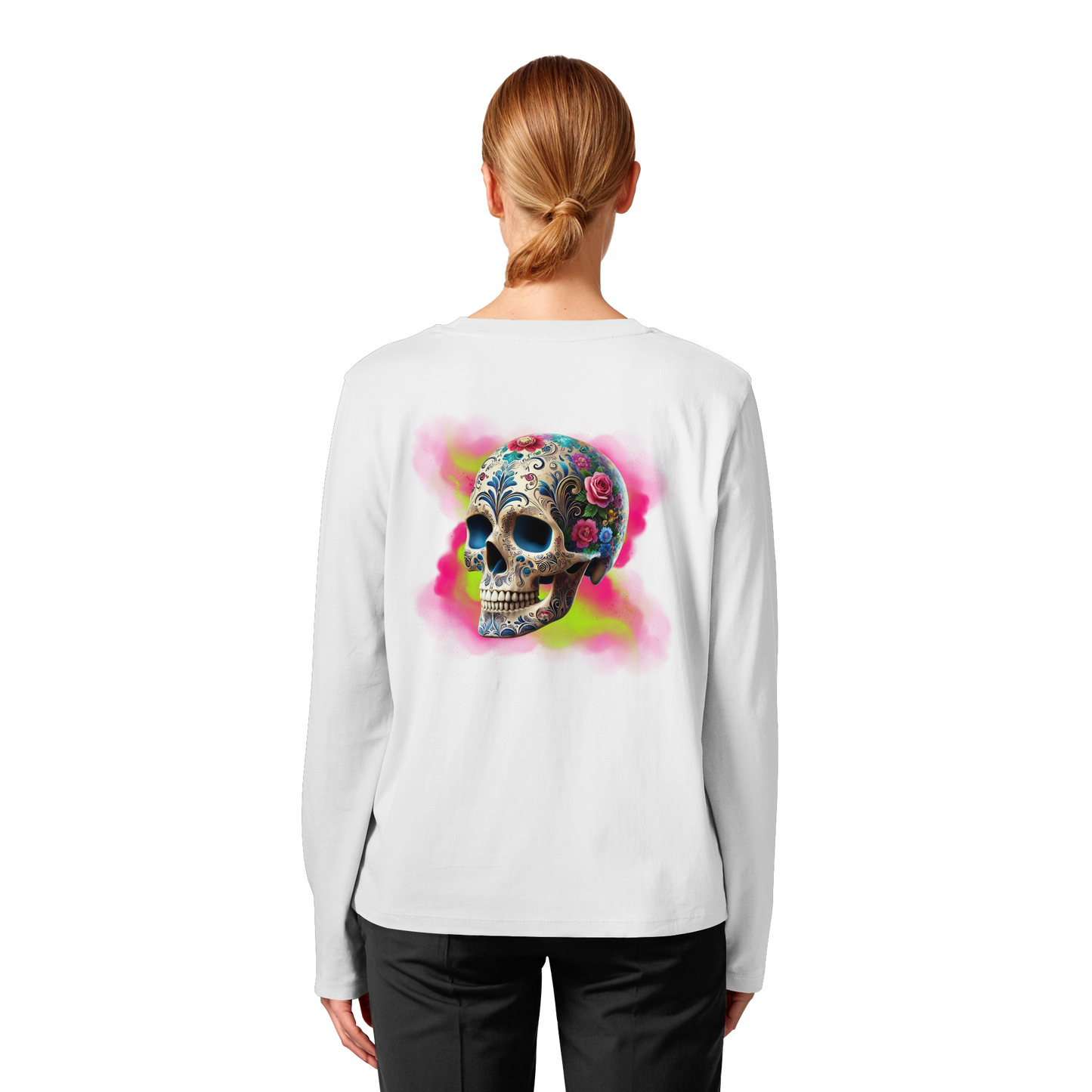 Floral Skull - Womens Organic Longsleeve