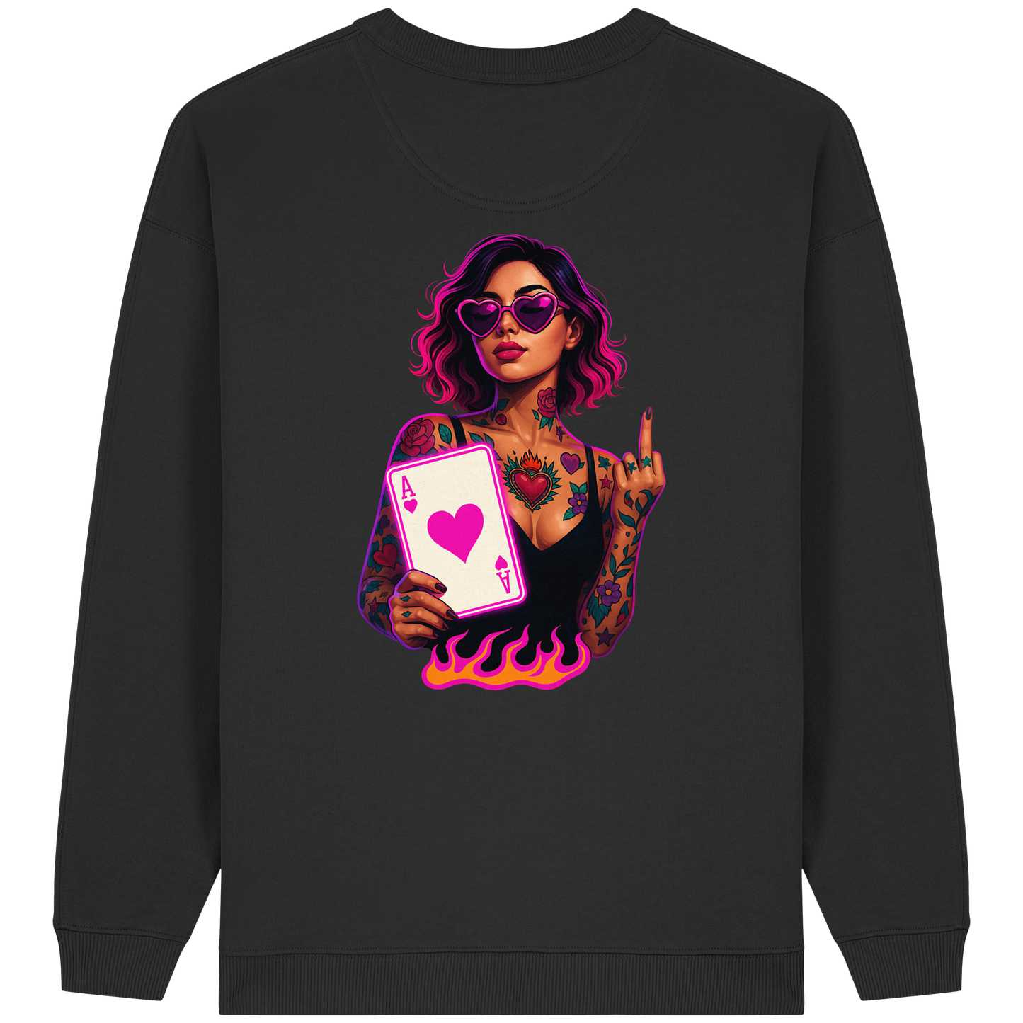 Queen of Hearts - Womens Organic Oversized Sweatshirt