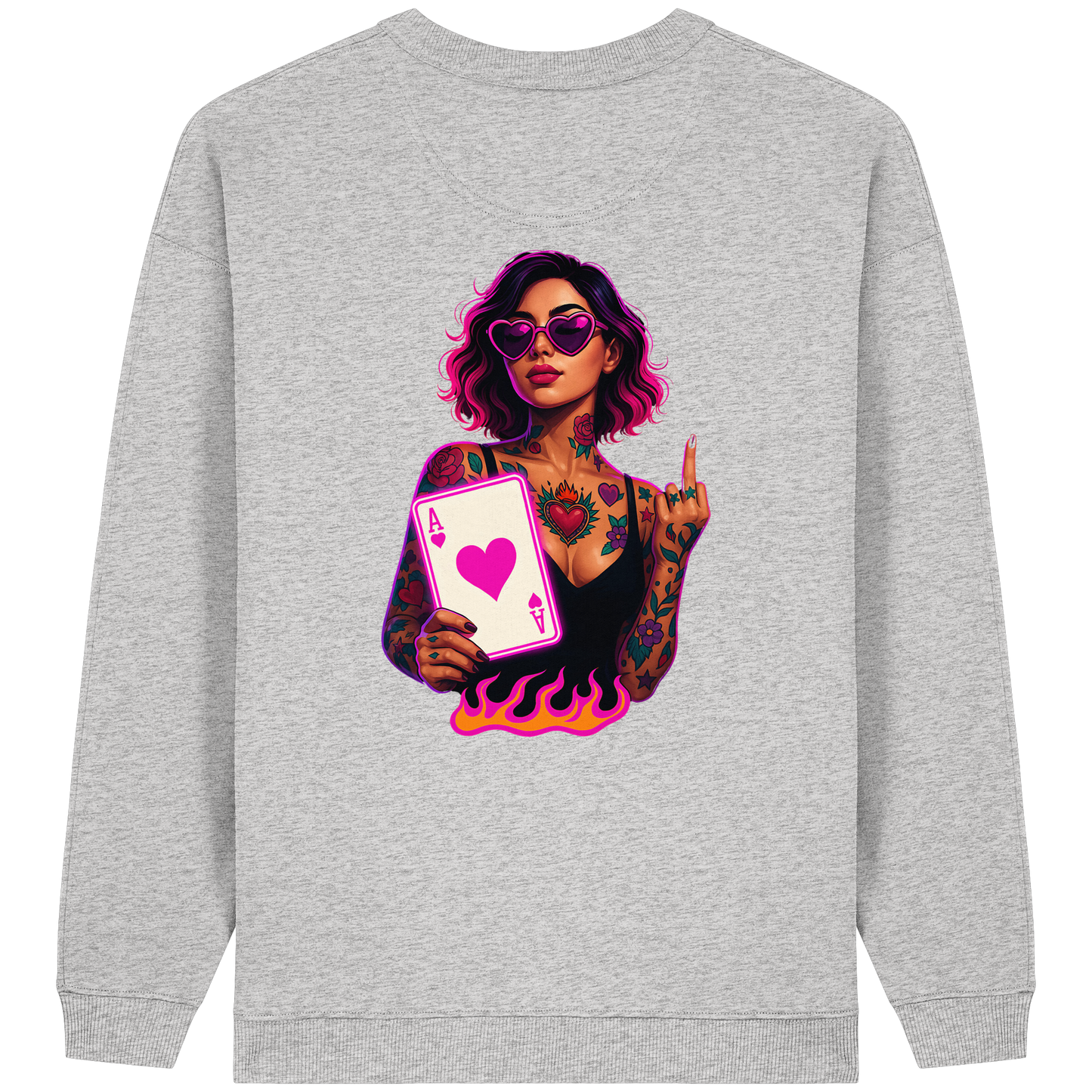 Queen of Hearts - Womens Organic Oversized Sweatshirt