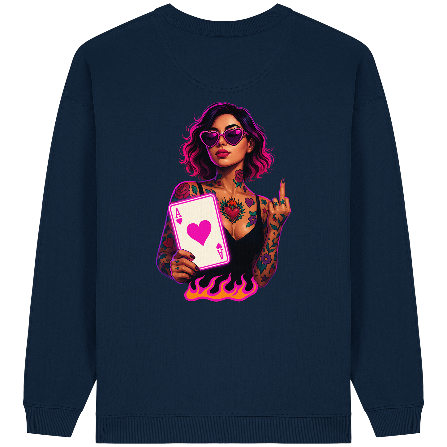 Queen of Hearts - Womens Organic Oversized Sweatshirt