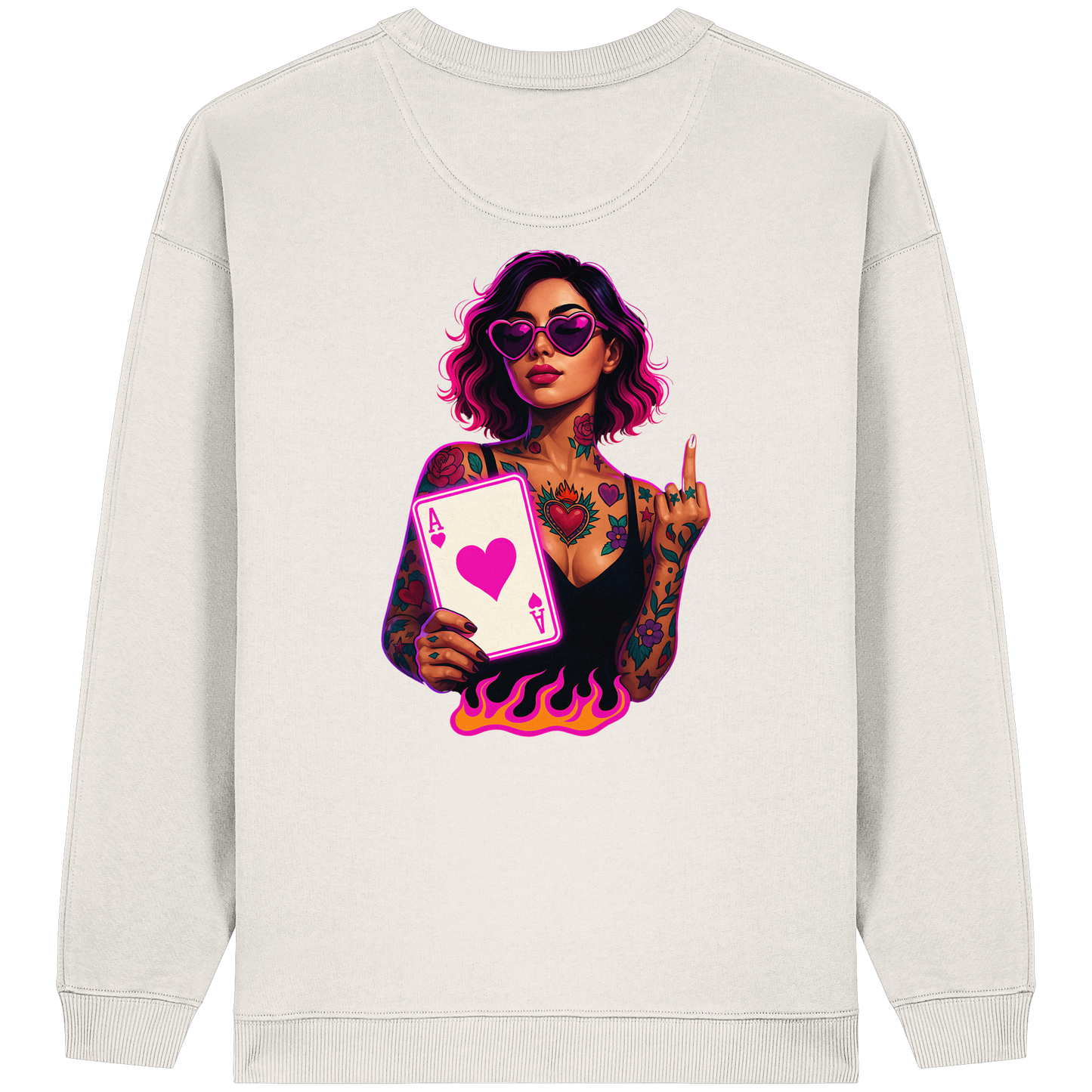 Queen of Hearts - Womens Organic Oversized Sweatshirt
