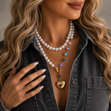 SL Signature Necklace- Aurora Pearl Heart Necklace