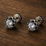 SL Signature Earrings -Silver Crown Screw Stud