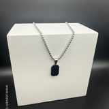 Black Icon Tag Necklace – Silver Steel Edition