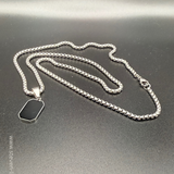 Black Icon Tag Necklace – Silver Steel Edition