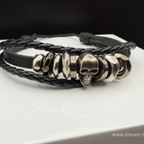 Rebel Skull Leather Bracelet – Black Edition