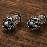 SL Signature Earrings -Black Crown Screw Stud