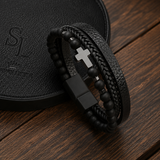 SL Signature Bracelet - Black Cross Leather
