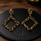 SL Signature Earrings -Leopard Frame Statement Hoops