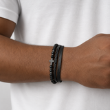 SL Signature Bracelet - Black Cross Leather