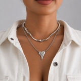 SL Signature Necklace- Silver Heart Layer Necklace
