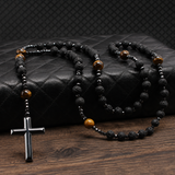 Collier signature SL - Chapelet Obsidienne Foi