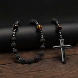 Collier signature SL - Chapelet Obsidienne Foi