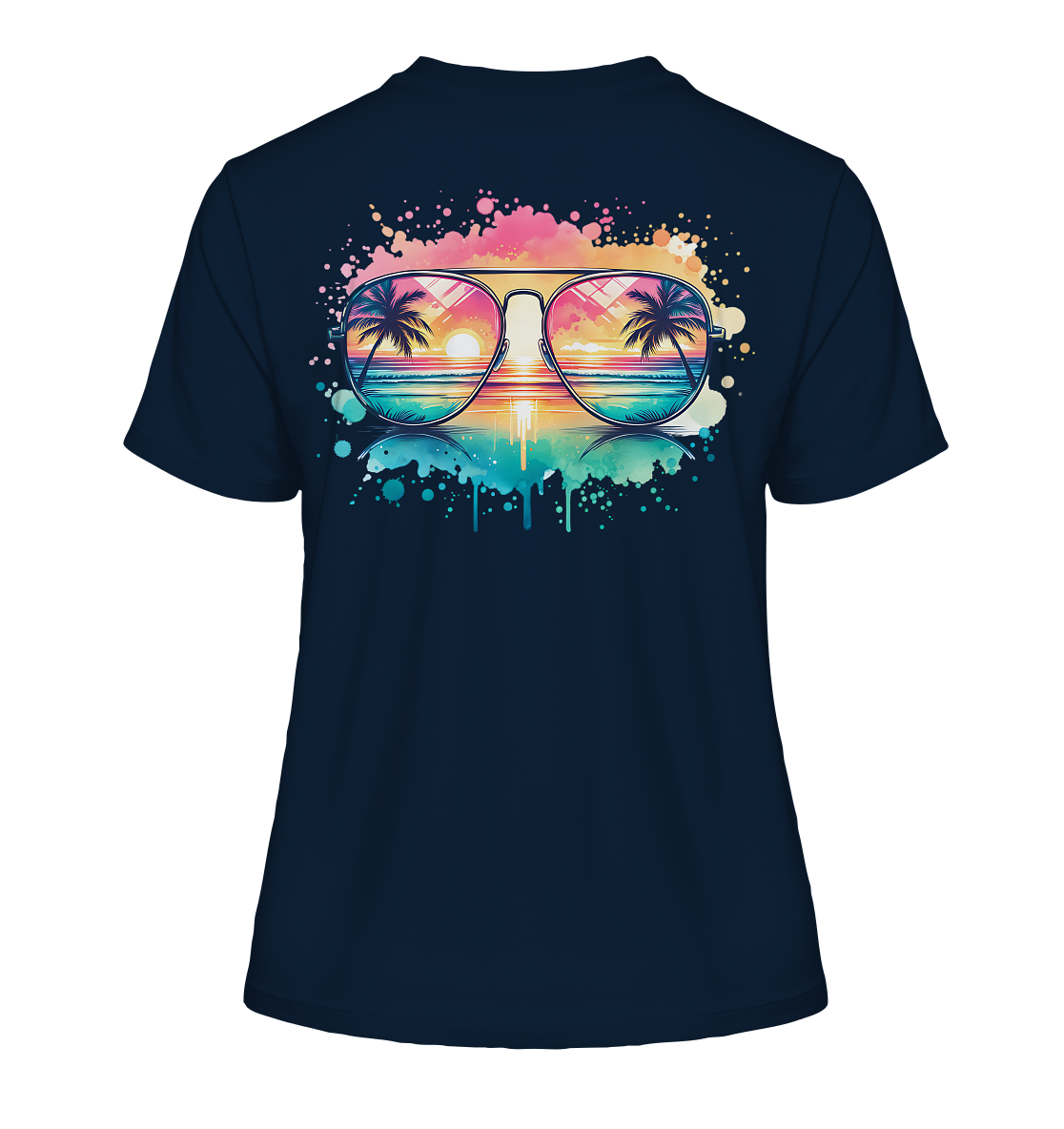 Tropical Sunset Glasses - Fitted Ladies Organic Shirt