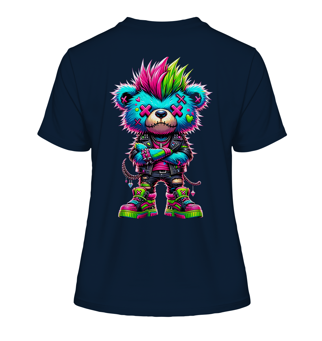 Punk Neon Teddy - Fitted Ladies Organic Shirt