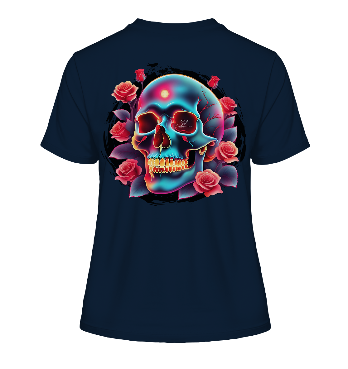 Glow Skull Design - Fitted Ladies Organic Shirt