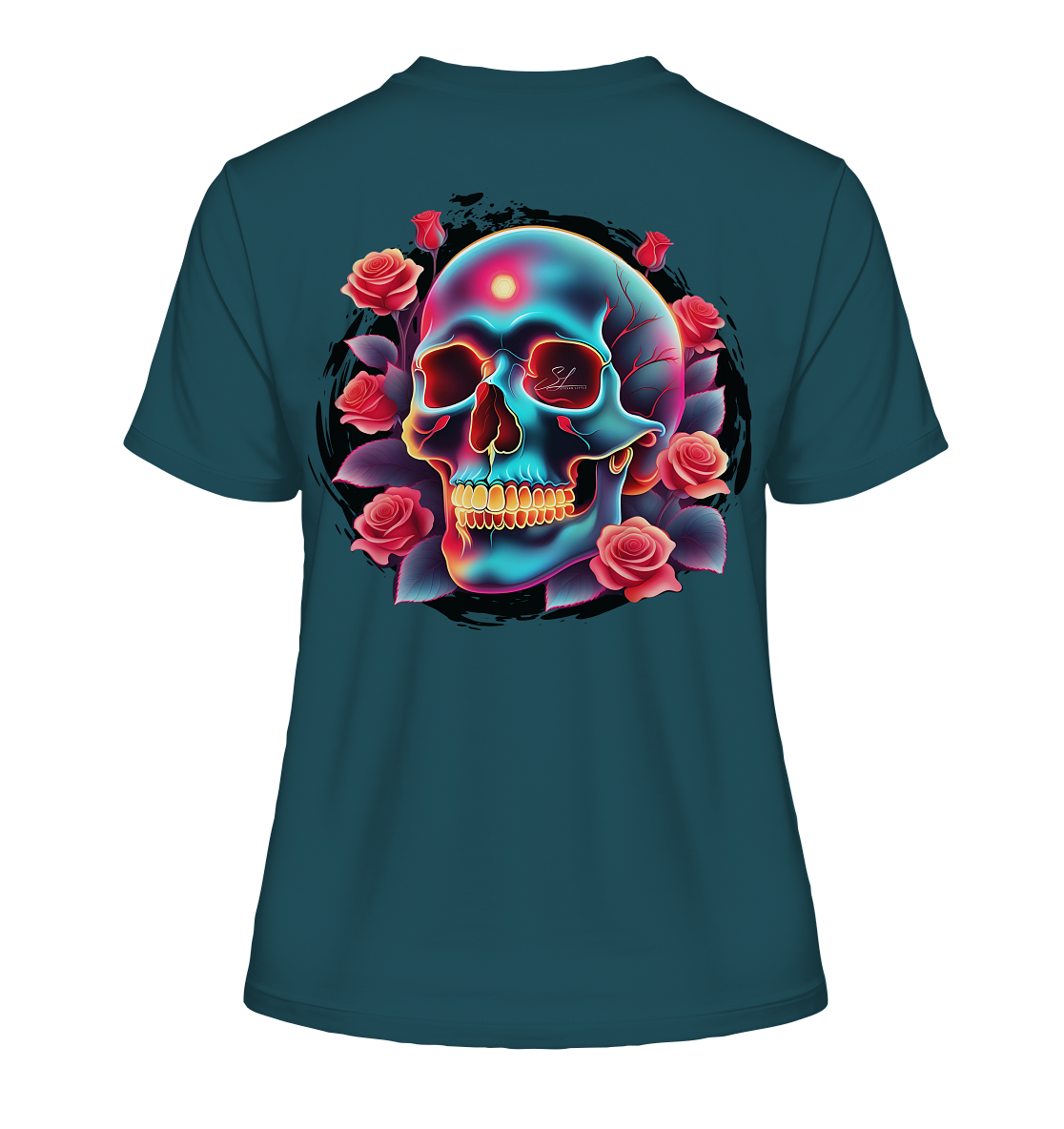Glow Skull Design - Fitted Ladies Organic Shirt