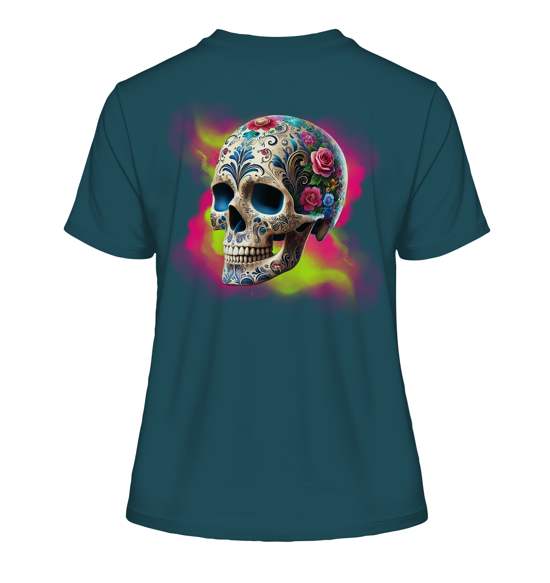 Floral Skull - Fitted Ladies Organic Shirt