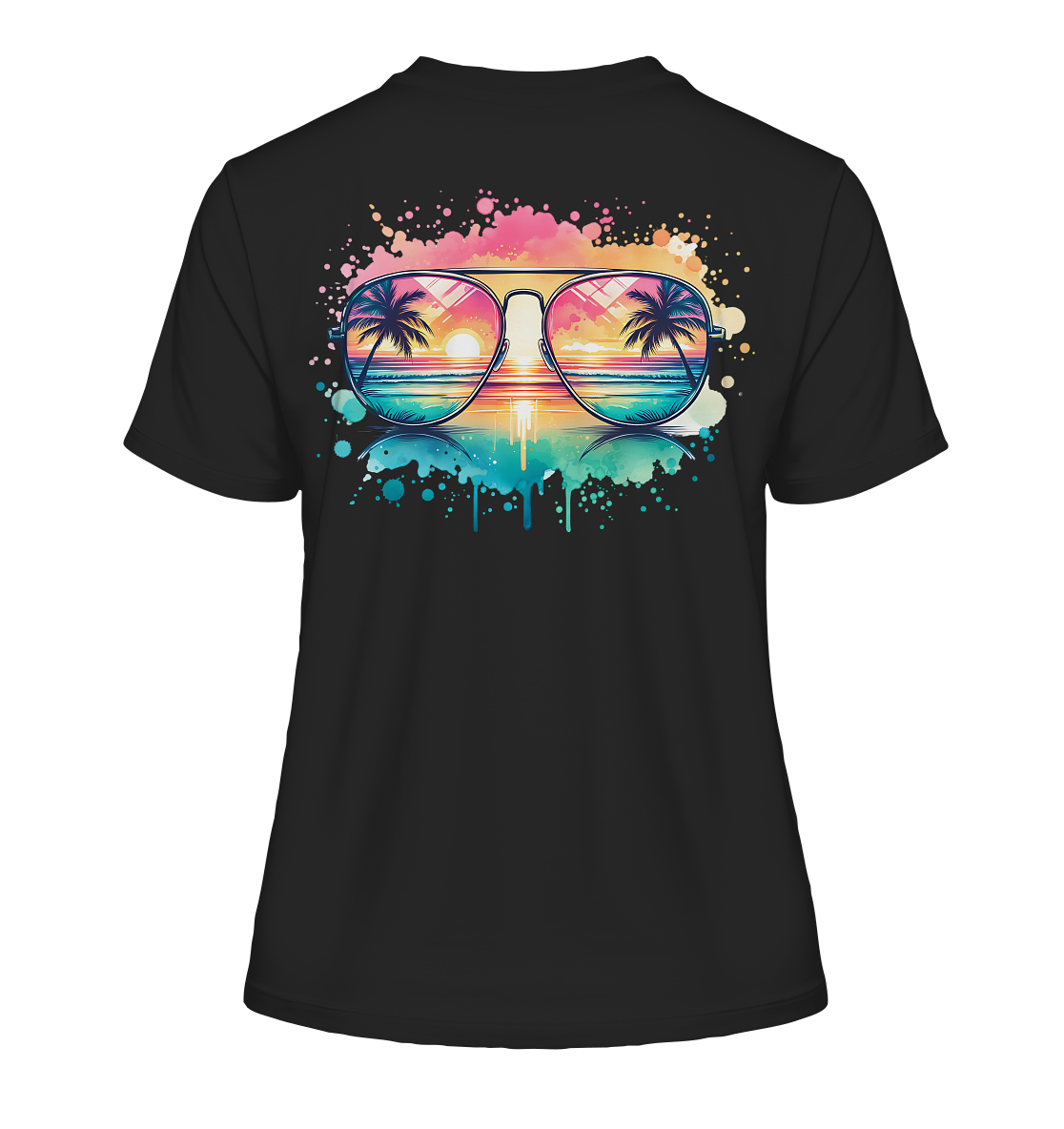 Tropical Sunset Glasses - Fitted Ladies Organic Shirt