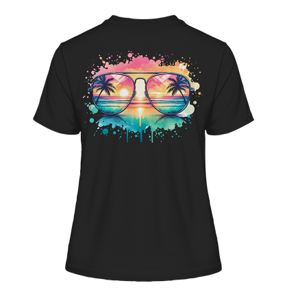 Tropical Sunset Glasses - Fitted Ladies Organic Shirt