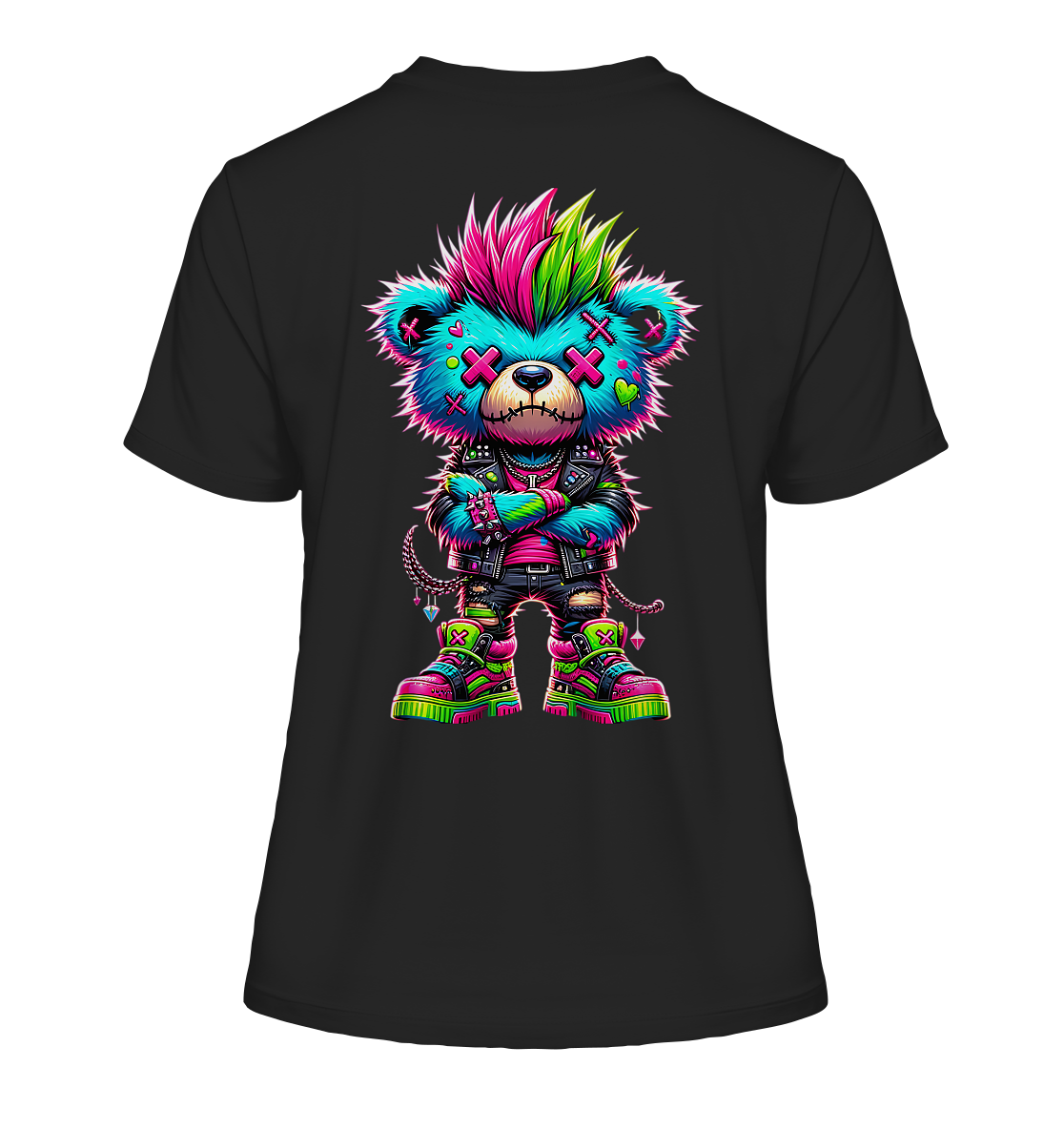 Punk Neon Teddy - Fitted Ladies Organic Shirt