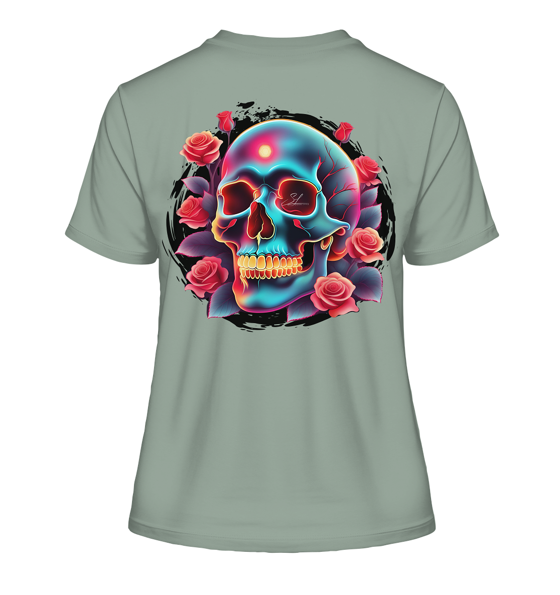 Glow Skull Design - Fitted Ladies Organic Shirt