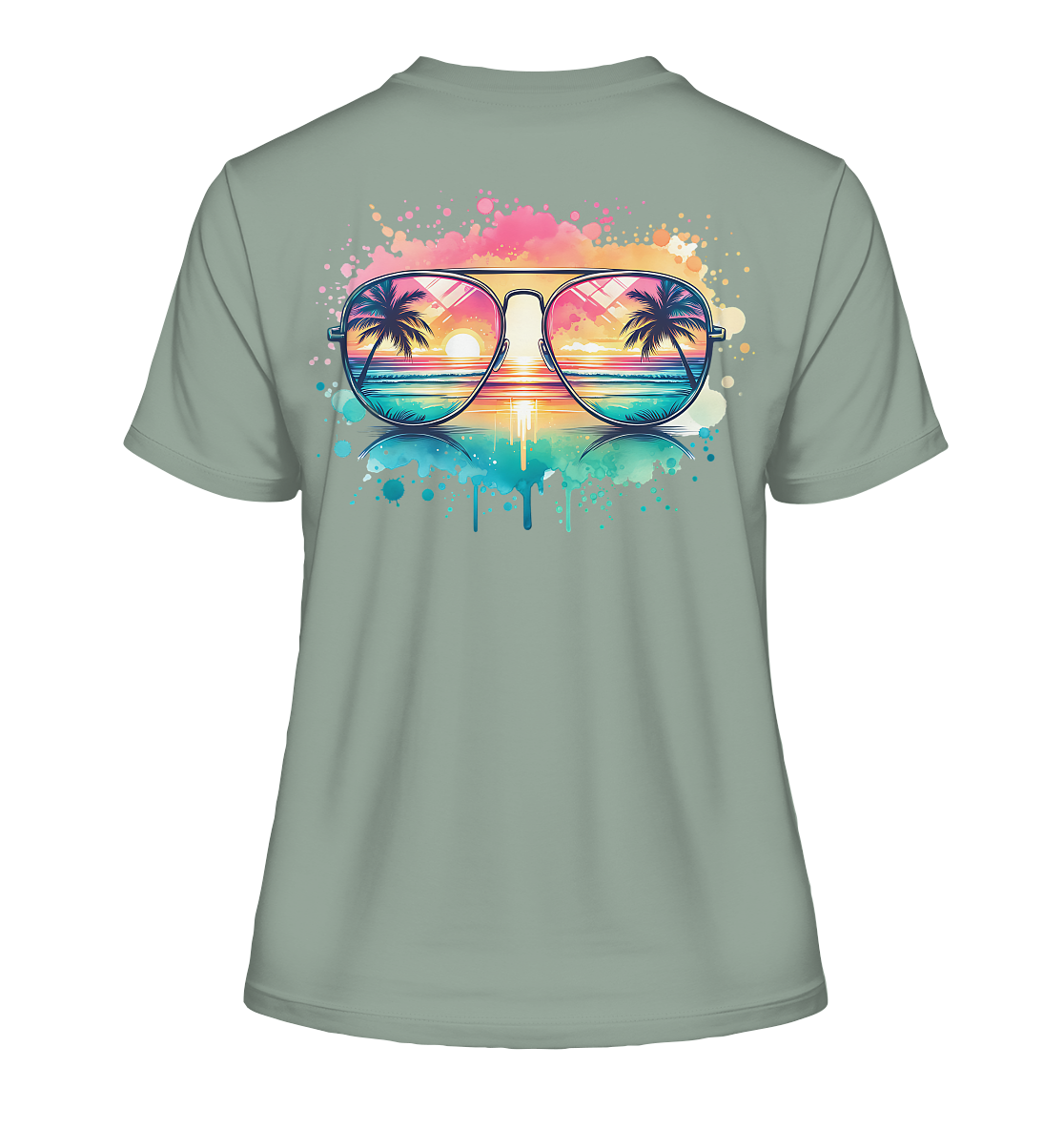 Tropical Sunset Glasses - Fitted Ladies Organic Shirt