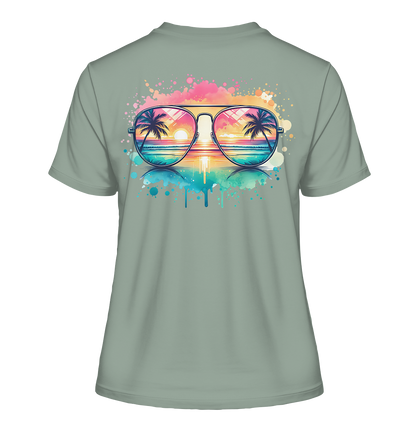 Tropical Sunset Glasses - Fitted Ladies Organic Shirt