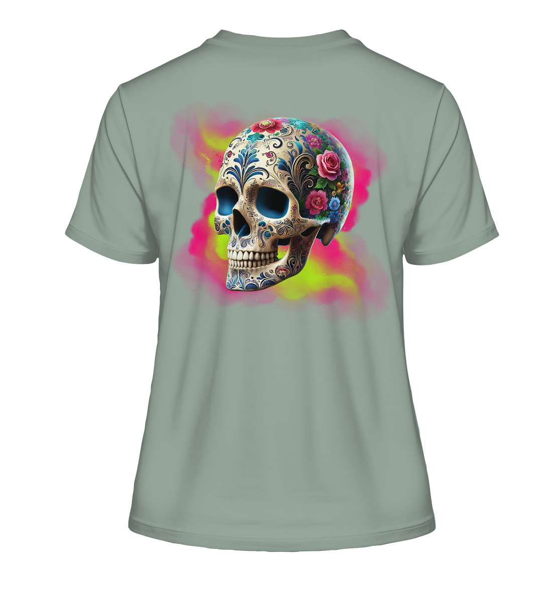 Floral Skull - Fitted Ladies Organic Shirt