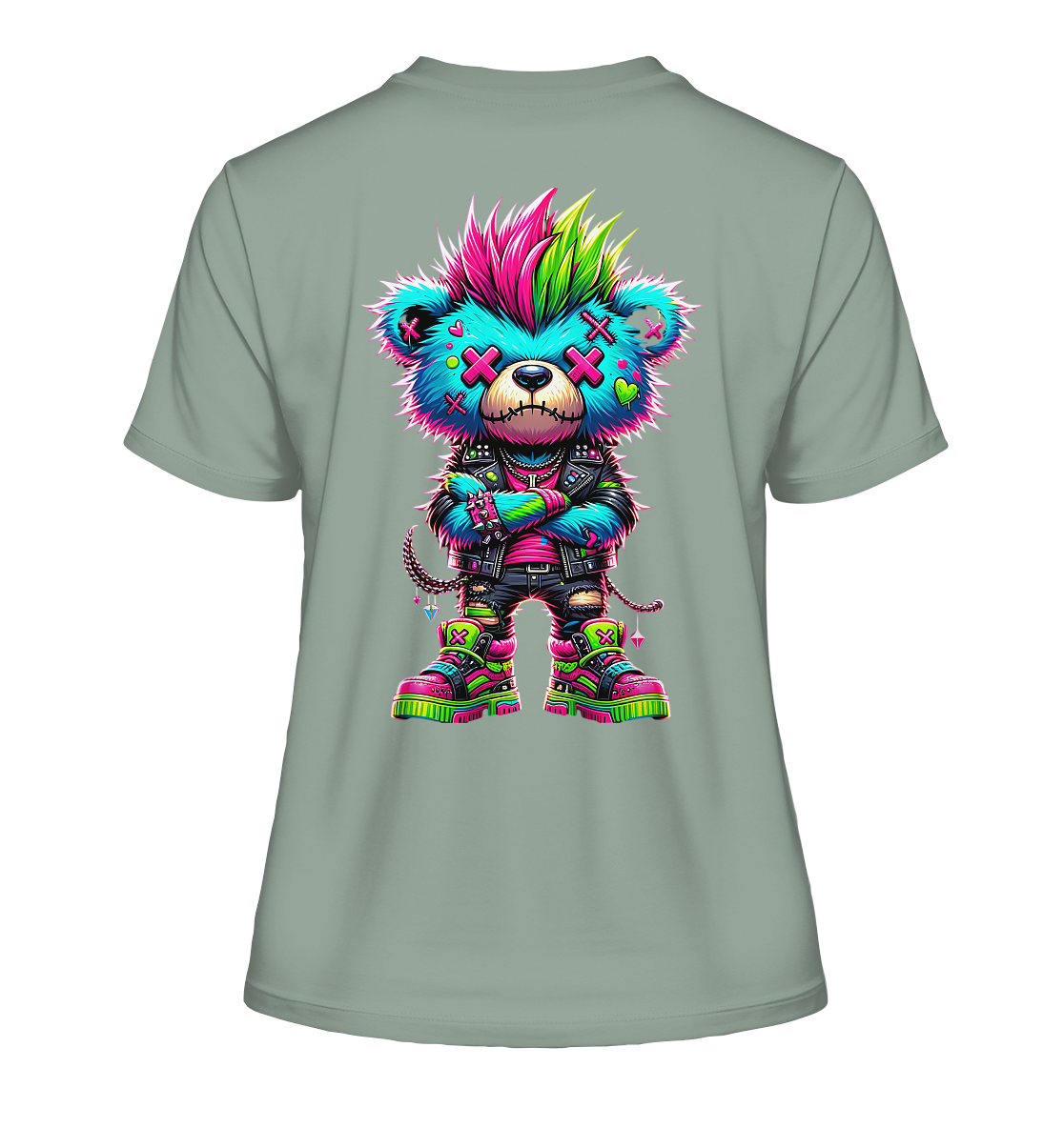 Punk Neon Teddy - Fitted Ladies Organic Shirt