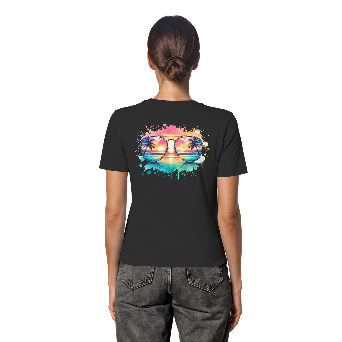 Tropical Sunset Glasses - Fitted Ladies Organic Shirt